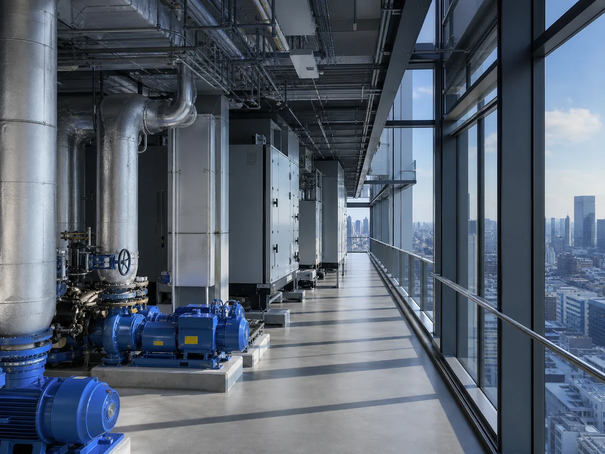 Planta de agua helada en una torre corporativa
